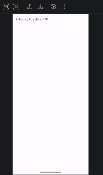 The app running, showing the "Initializing Interstellar SDK…" placeholder message