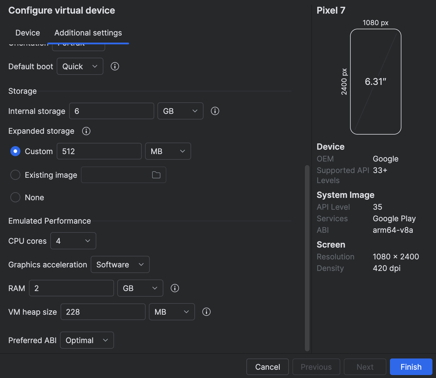 Software rendering setting in Device Manager